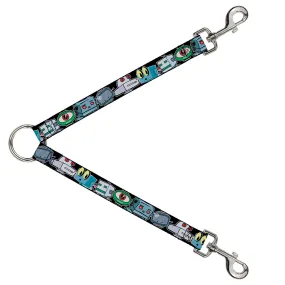 Dog Leash Splitter - Robots C/U Black