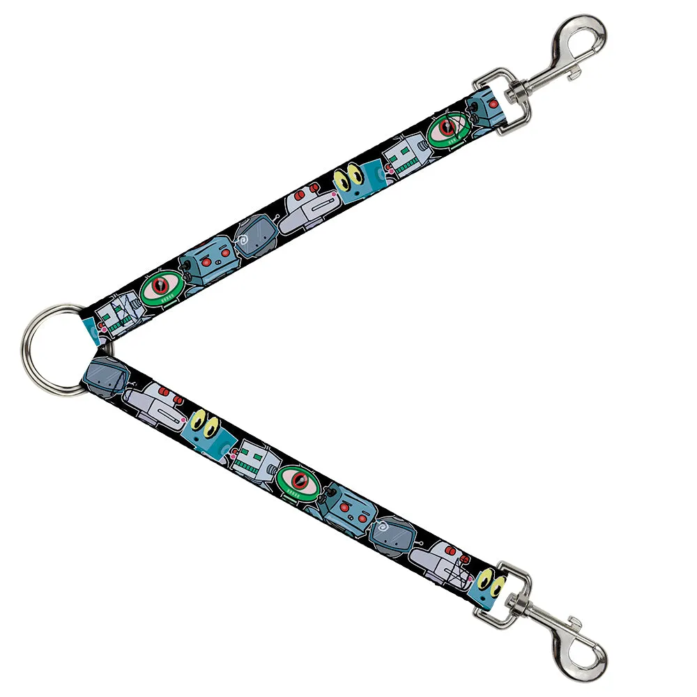 Dog Leash Splitter - Robots C/U Black