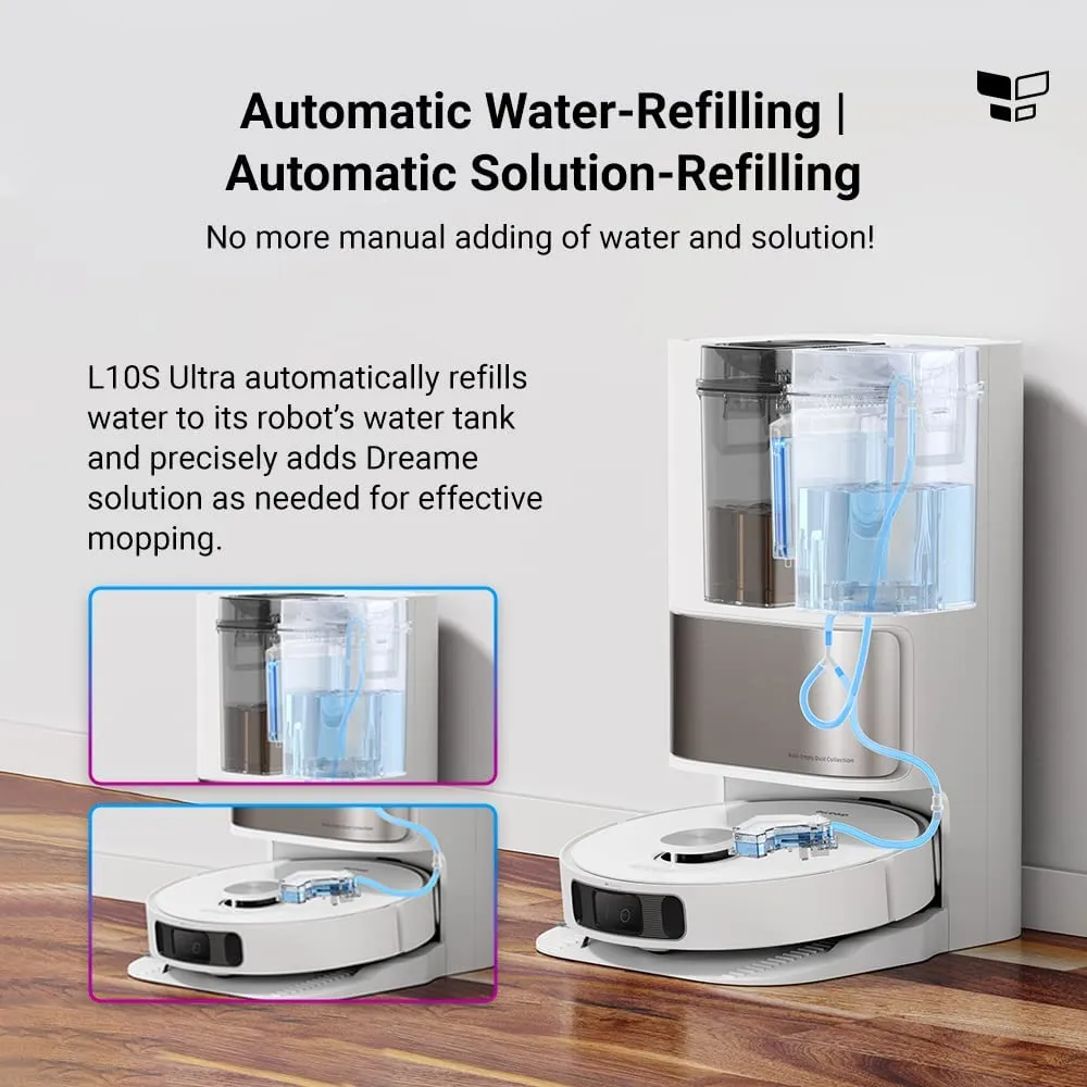 Dreame L10s Ultra Robot Vacuum & Mop Cleaner with Self-Refilling & Self-Emptying Base Station - White