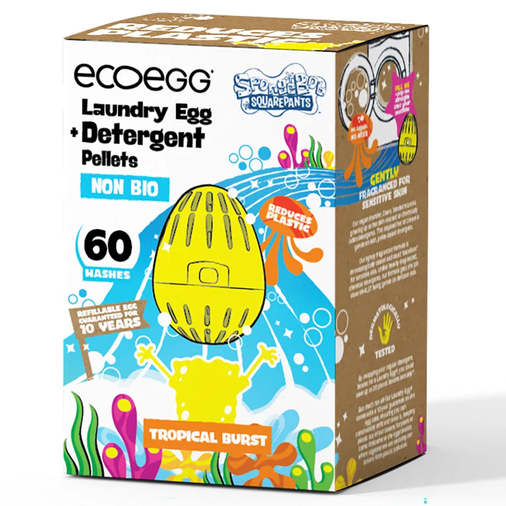 EcoEgg SpongeBob 60 Wash NON BIO Laundry Egg - Tropical Burst