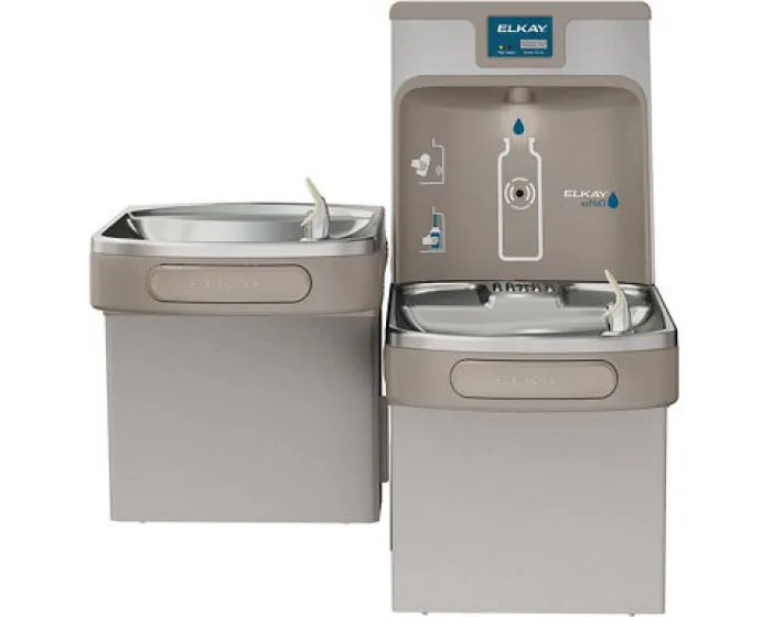 Elkay LZSTL8WSLP | Wall-mount Enhanced EZH2o Bi-level Bottle Filling Station | Filtered, Refrigerated, EZ-style fountain, Granite Gray