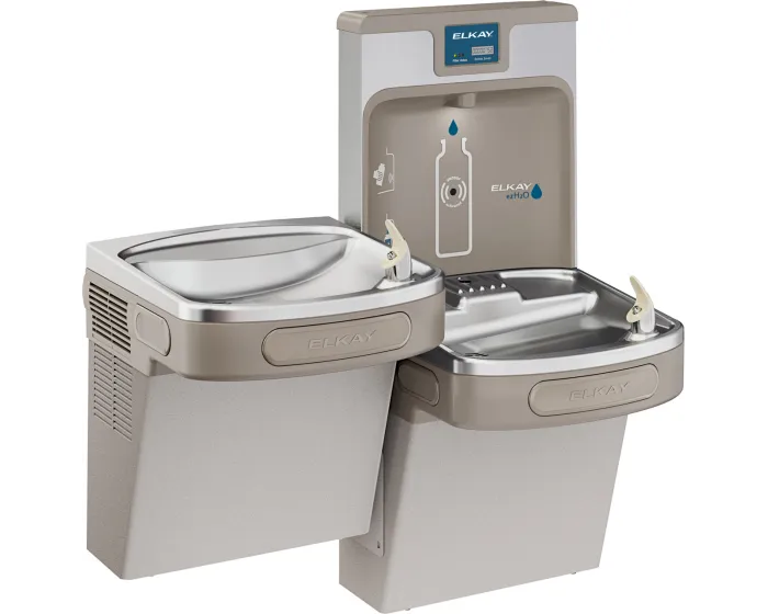 Elkay LZSTL8WSLP | Wall-mount Enhanced EZH2o Bi-level Bottle Filling Station | Filtered, Refrigerated, EZ-style fountain, Granite Gray