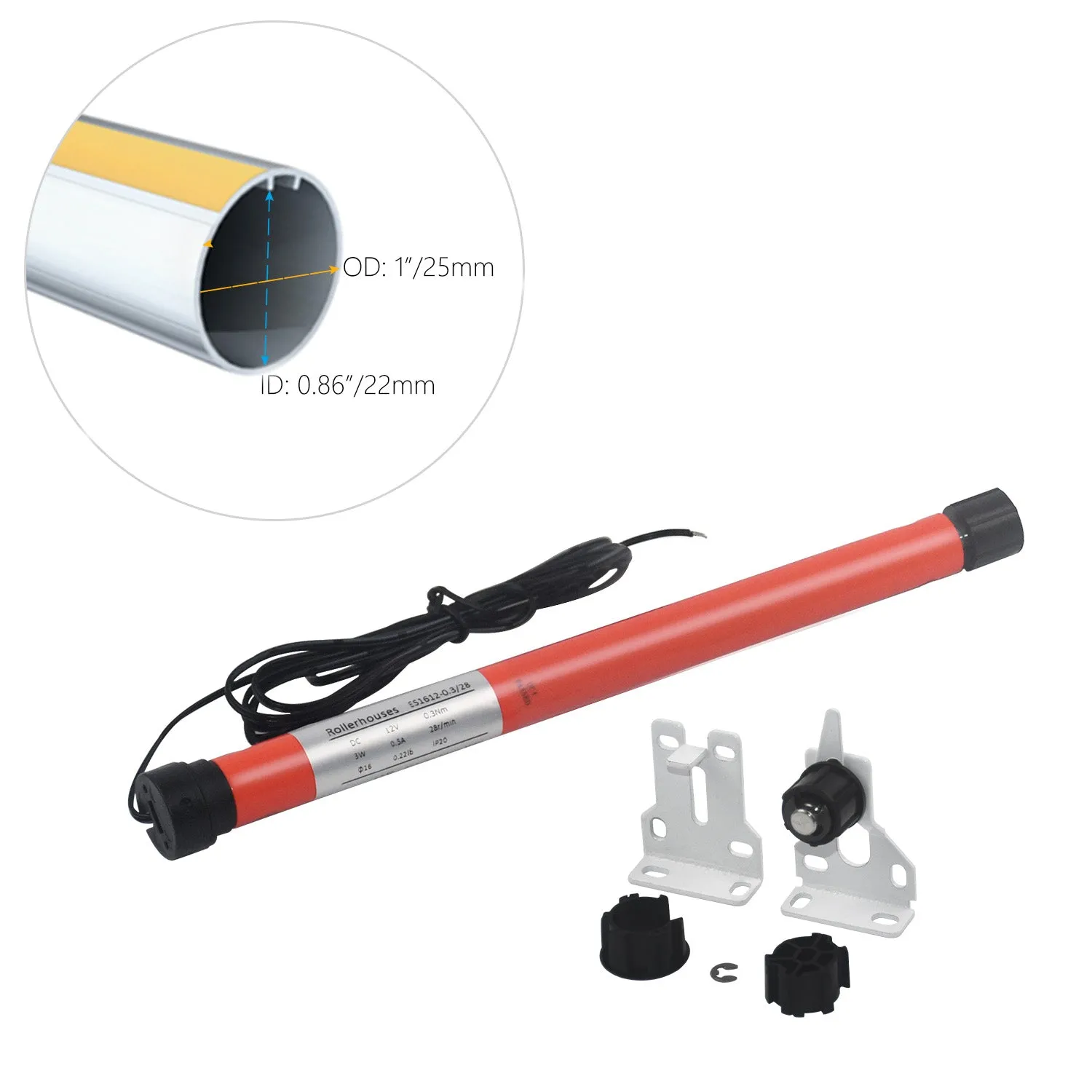 ES1612 DC12V DIY Electric Roller Blind/Shade Tubular Motor Kit(25mm-28mm)