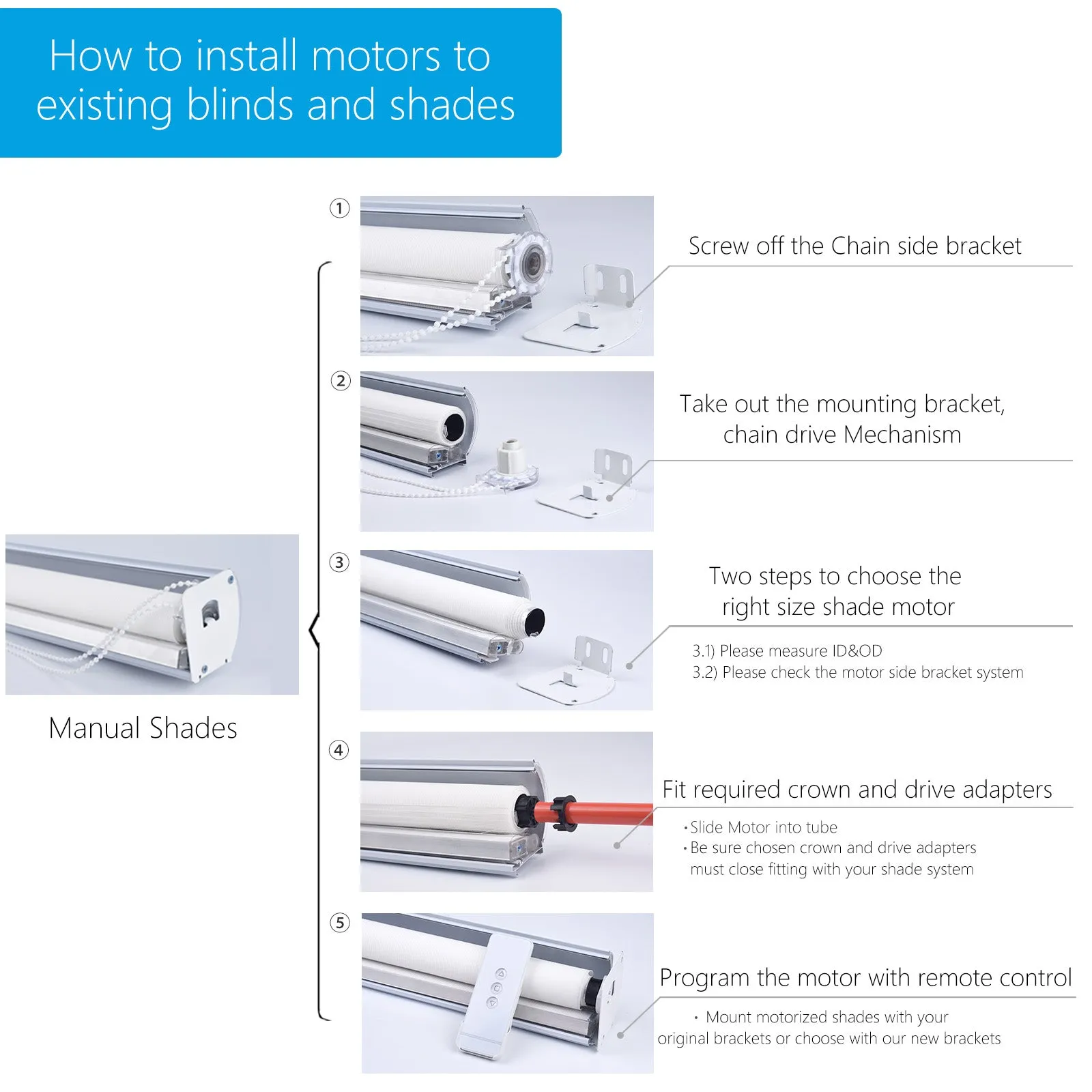 ES1612 DC12V DIY Electric Roller Blind/Shade Tubular Motor Kit(25mm-28mm)