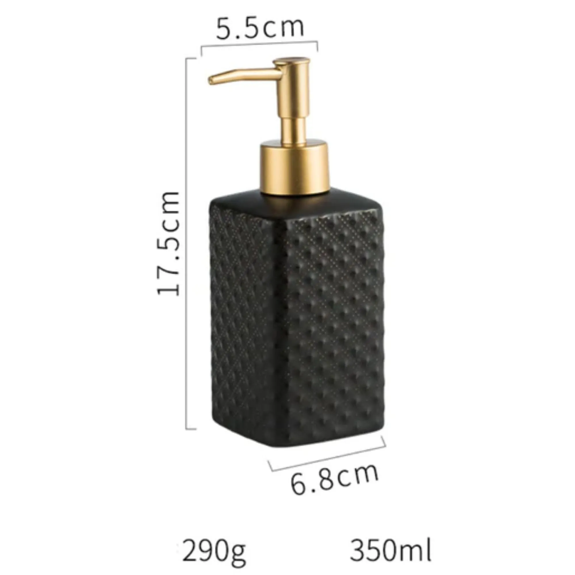 FabSeasons Black Ceramic Soap Dispenser, 350ML