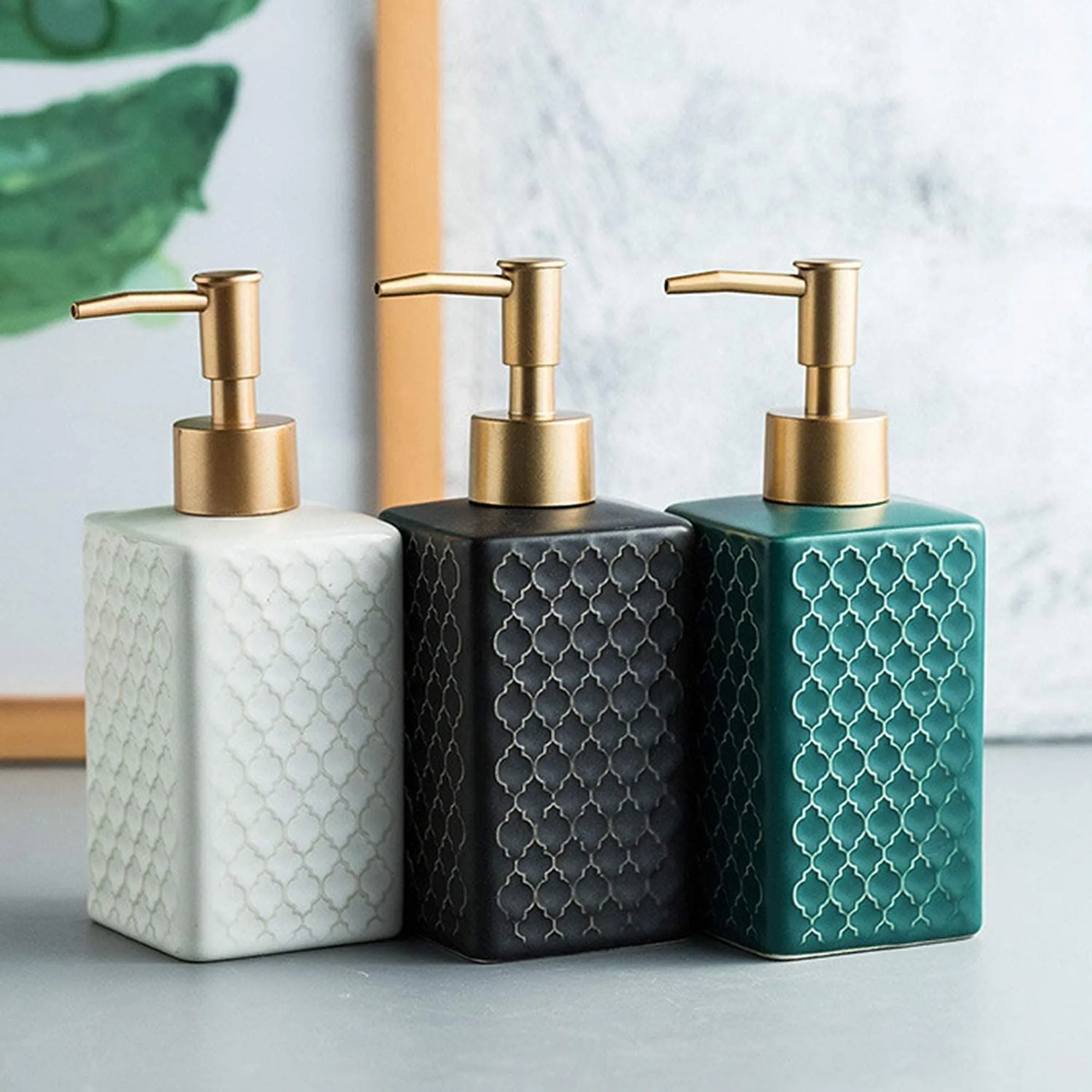 FabSeasons Black Ceramic Soap Dispenser, 360ML