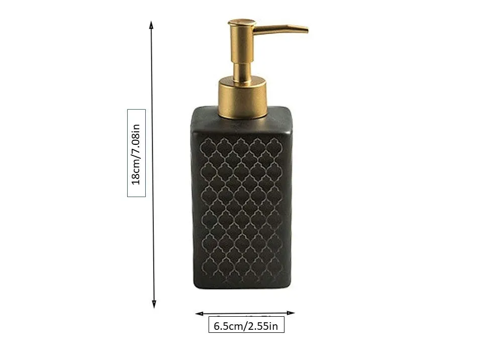 FabSeasons Black Ceramic Soap Dispenser, 360ML