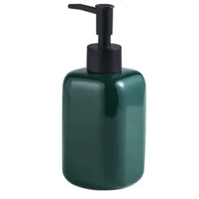 FabSeasons Glossy Green Solid Ceramic Soap Dispenser, 300 ML