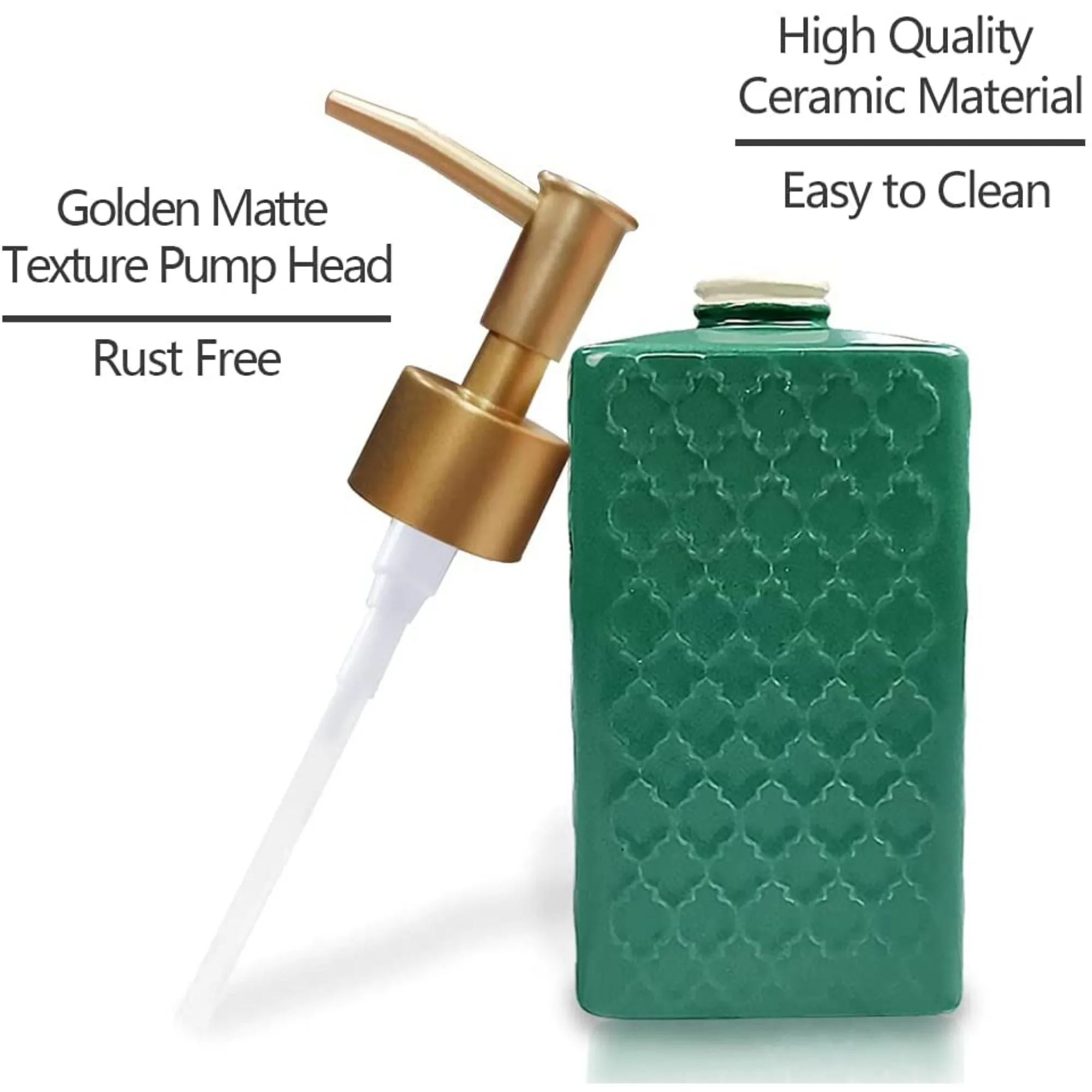 FabSeasons Green Ceramic Soap Dispenser, 360ML