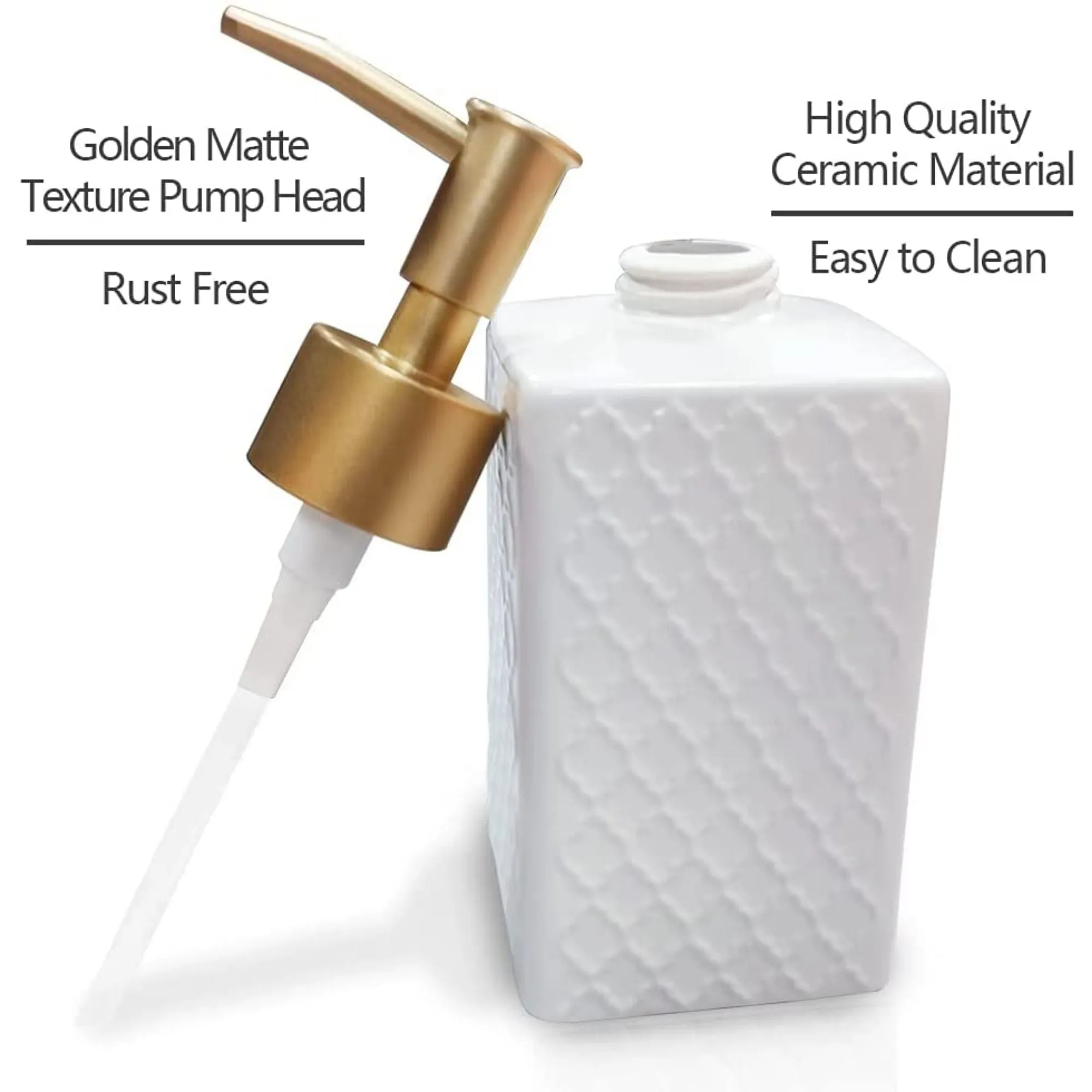 FabSeasons White Ceramic Soap Dispenser, 360ML