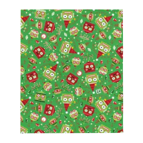Green Holiday Robots Throw Blanket