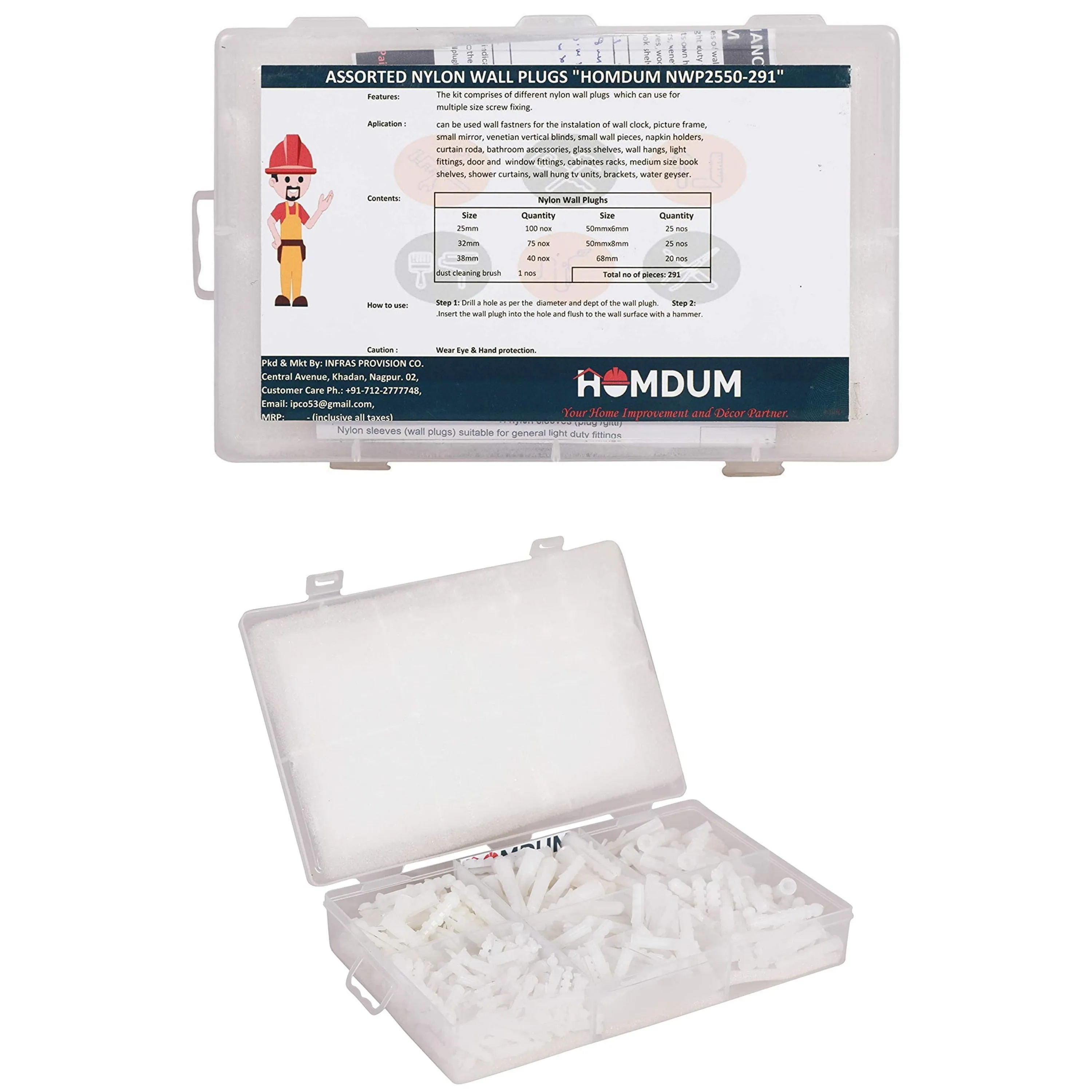 Homdum Assorted Nylon Wall Plugs (NWP2550-291)
