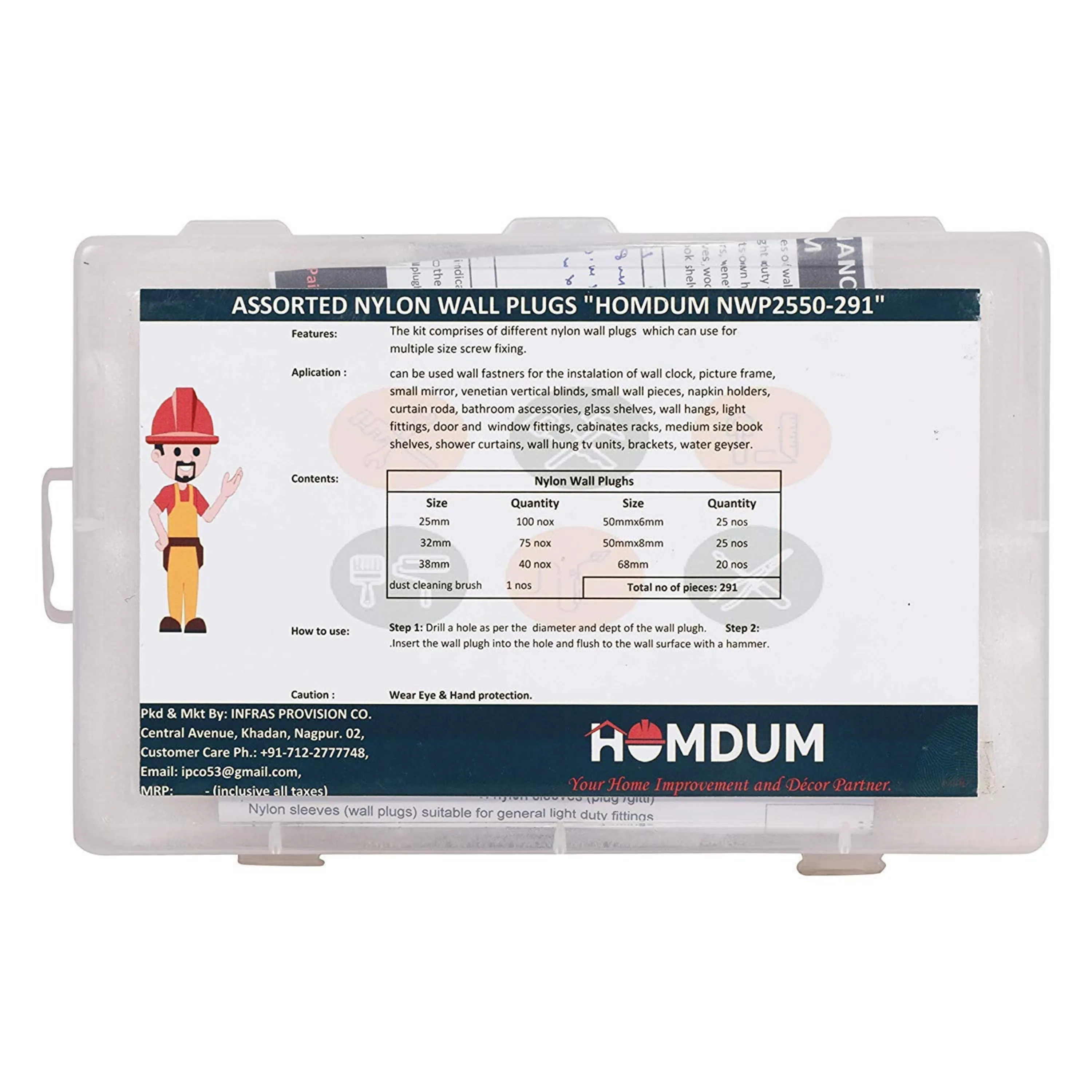Homdum Assorted Nylon Wall Plugs (NWP2550-291)