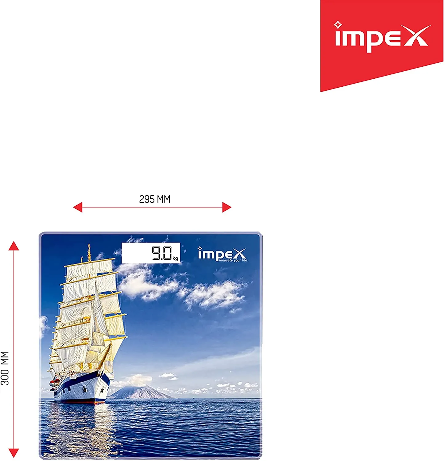 Impex PS 01 Digital LCD Display Personal Scale Upto 180 Kgs 5mm Tempered Glass with 4 high Precision Sensors