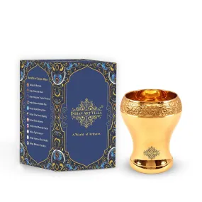 Indian Art Villa Handcrafted Pure Brass Curved Mughlai Design Glass, 300ML