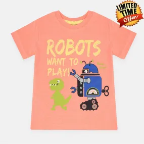 K&K Robots Peach Tshirt 1516