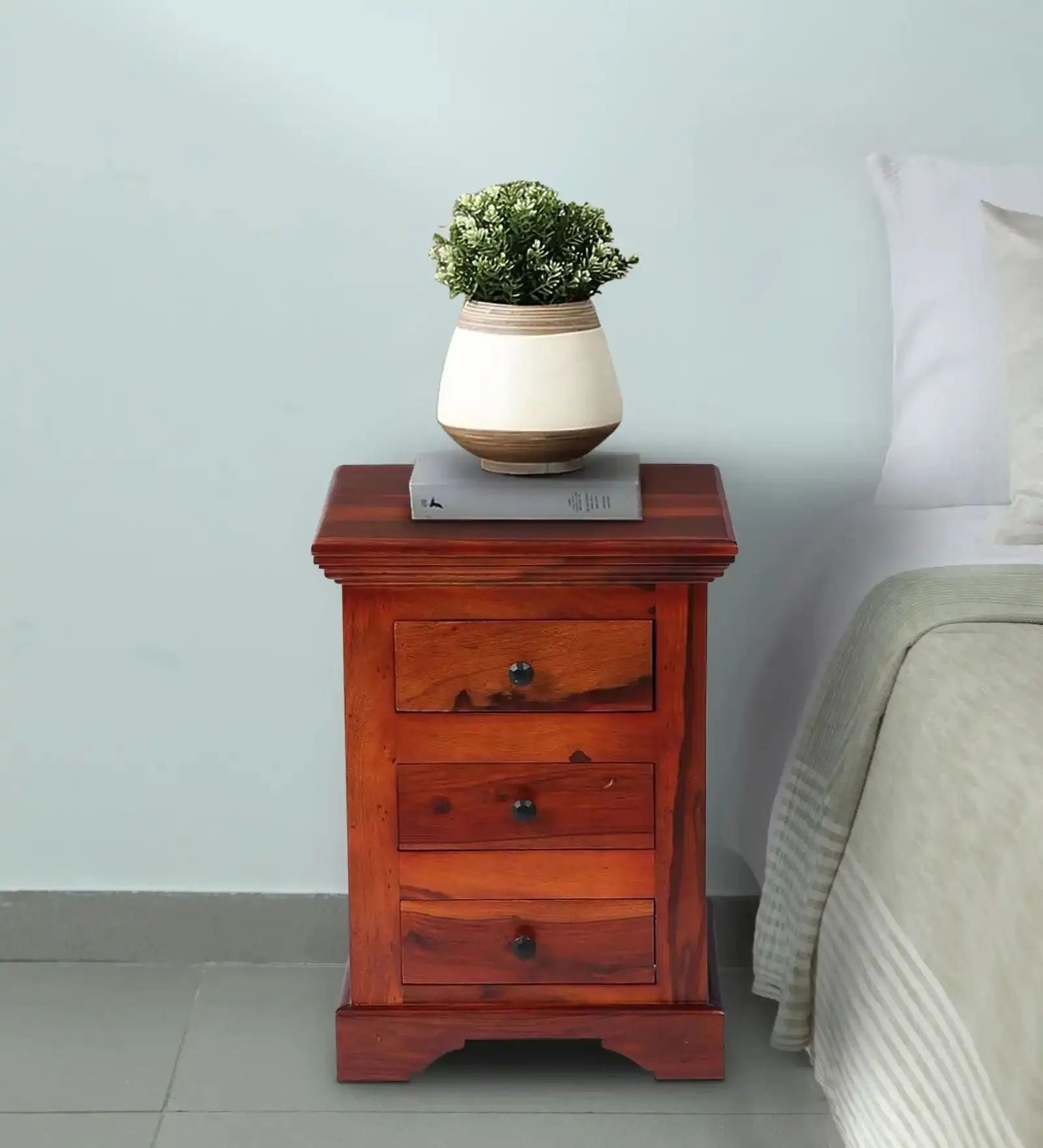Kanishka Solid Sheesham Wood Bedside with Drawers