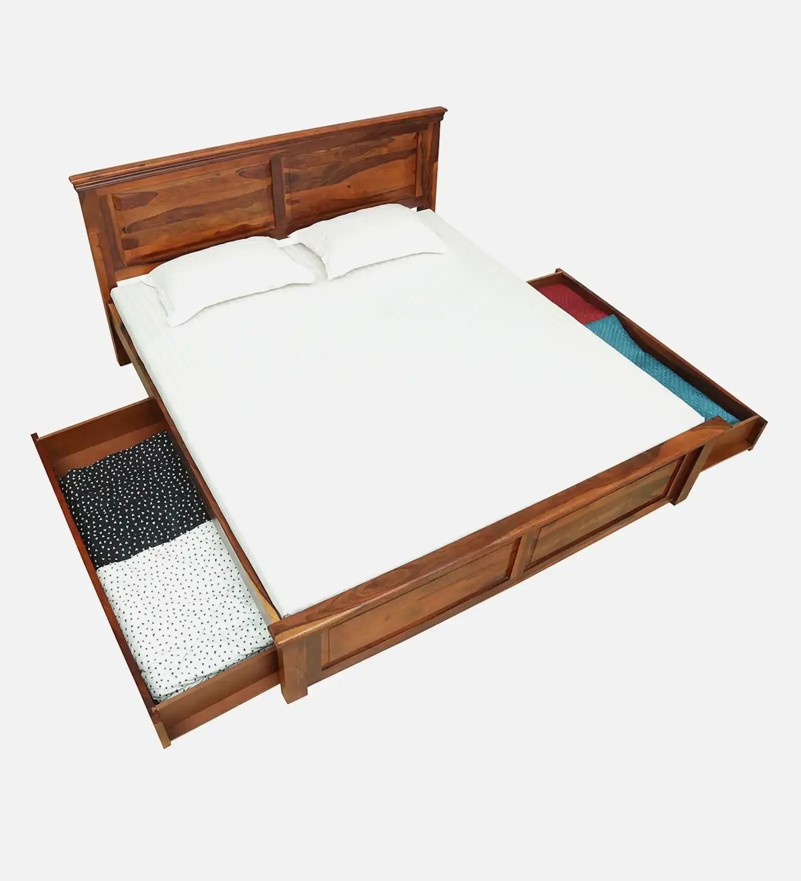 Kanishka Solid Wood Storage Beds With Drawer
