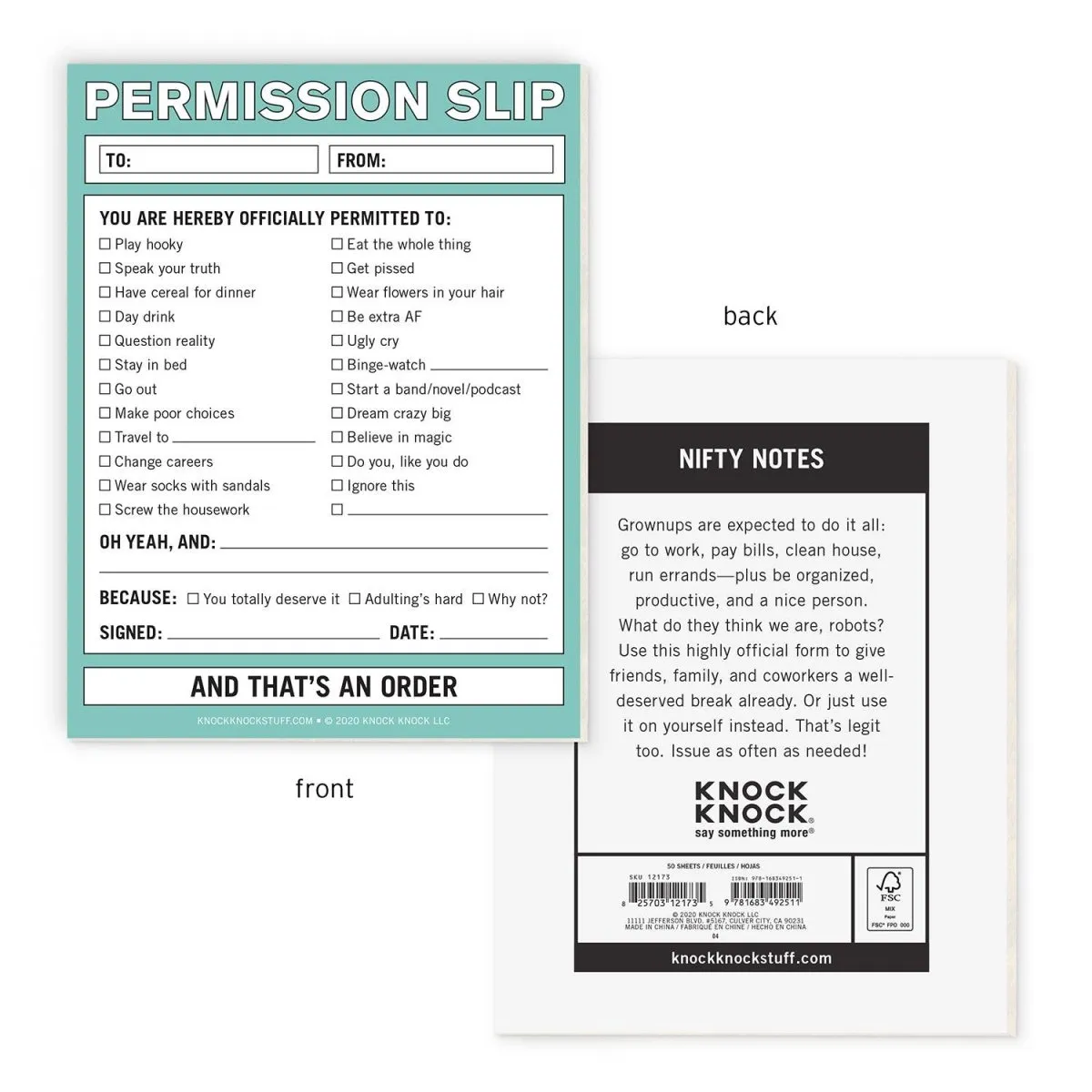 Knock Knock - Permission Slip Nifty Note Pad