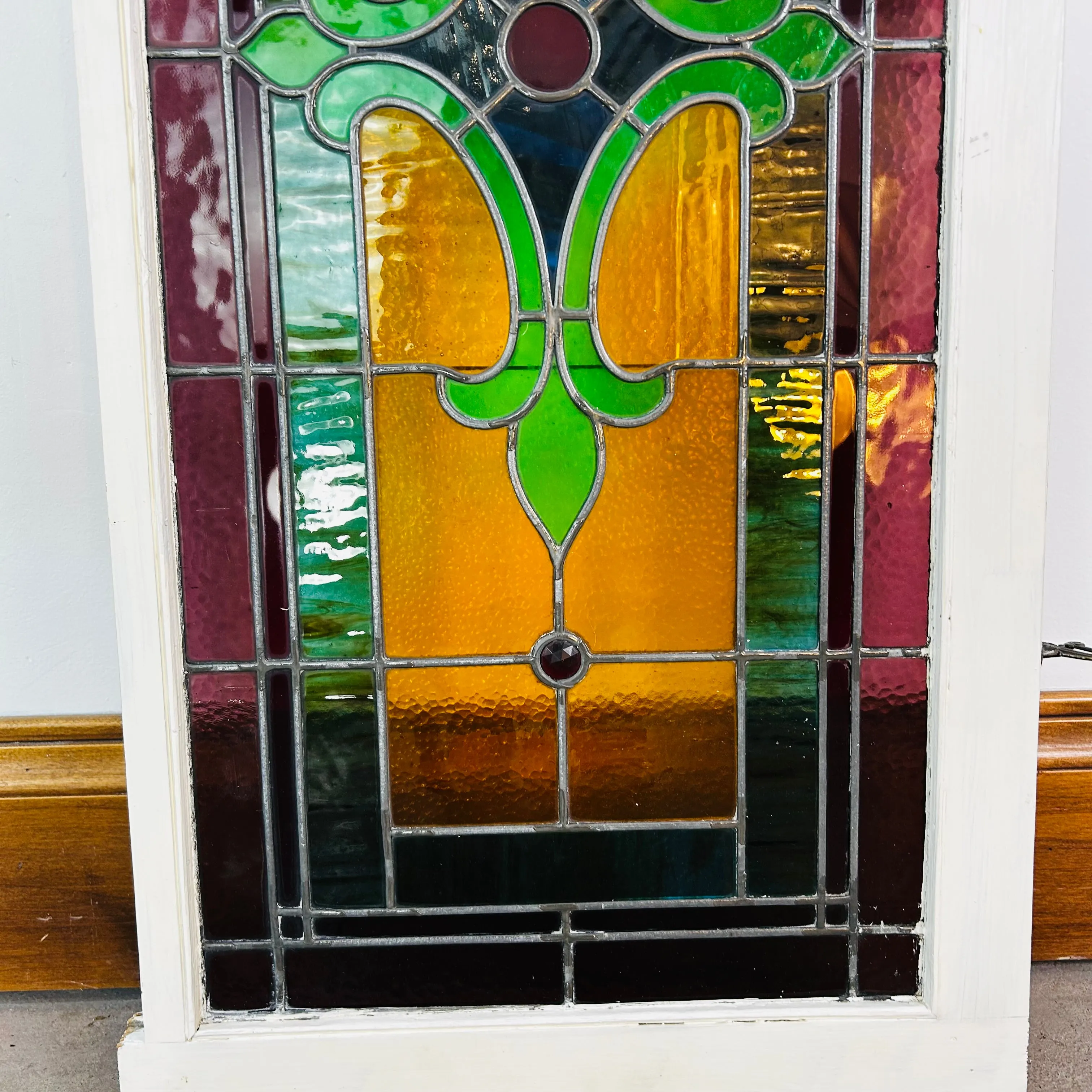 Leaded Glass Window, Framed, Vintage