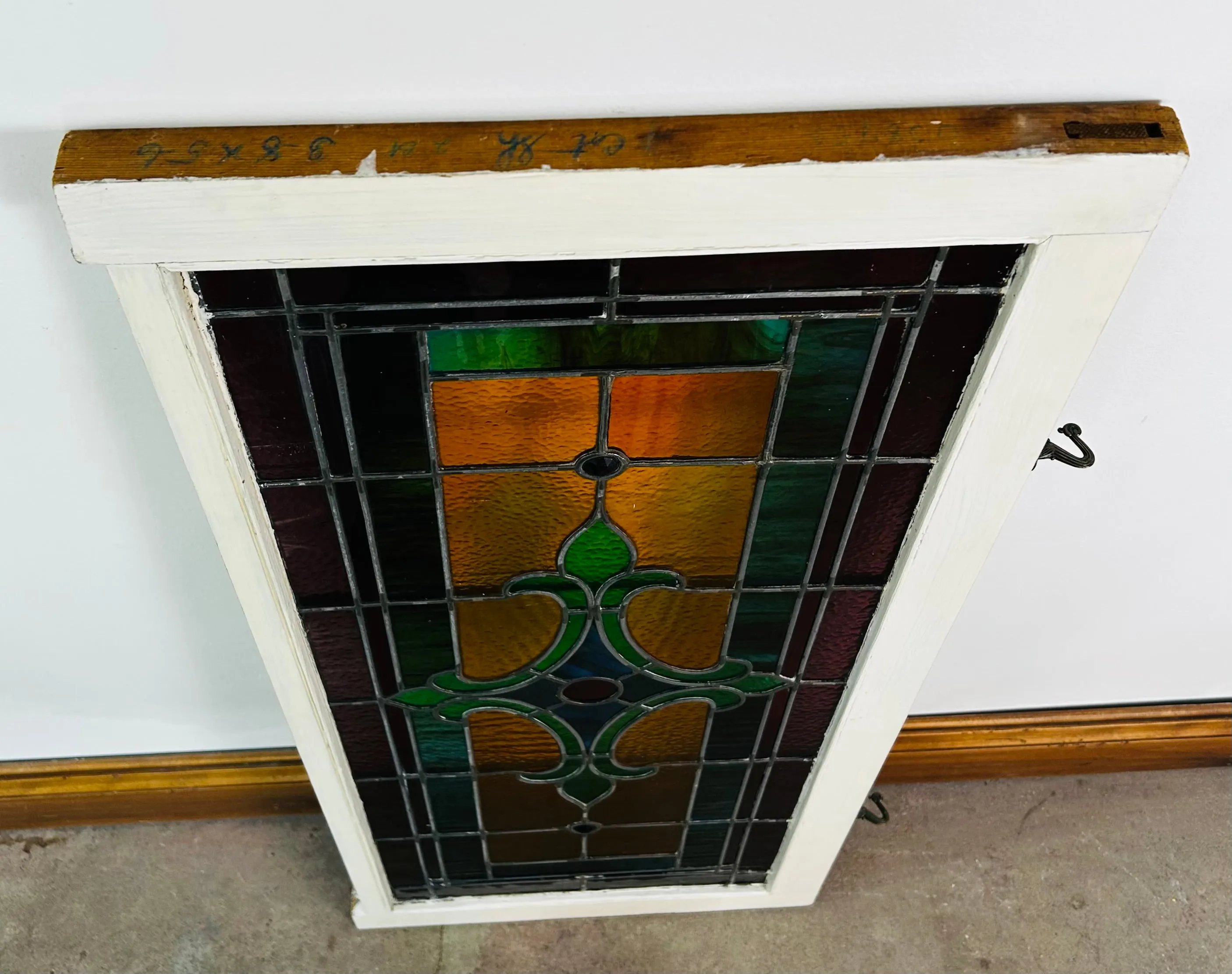 Leaded Glass Window, Framed, Vintage