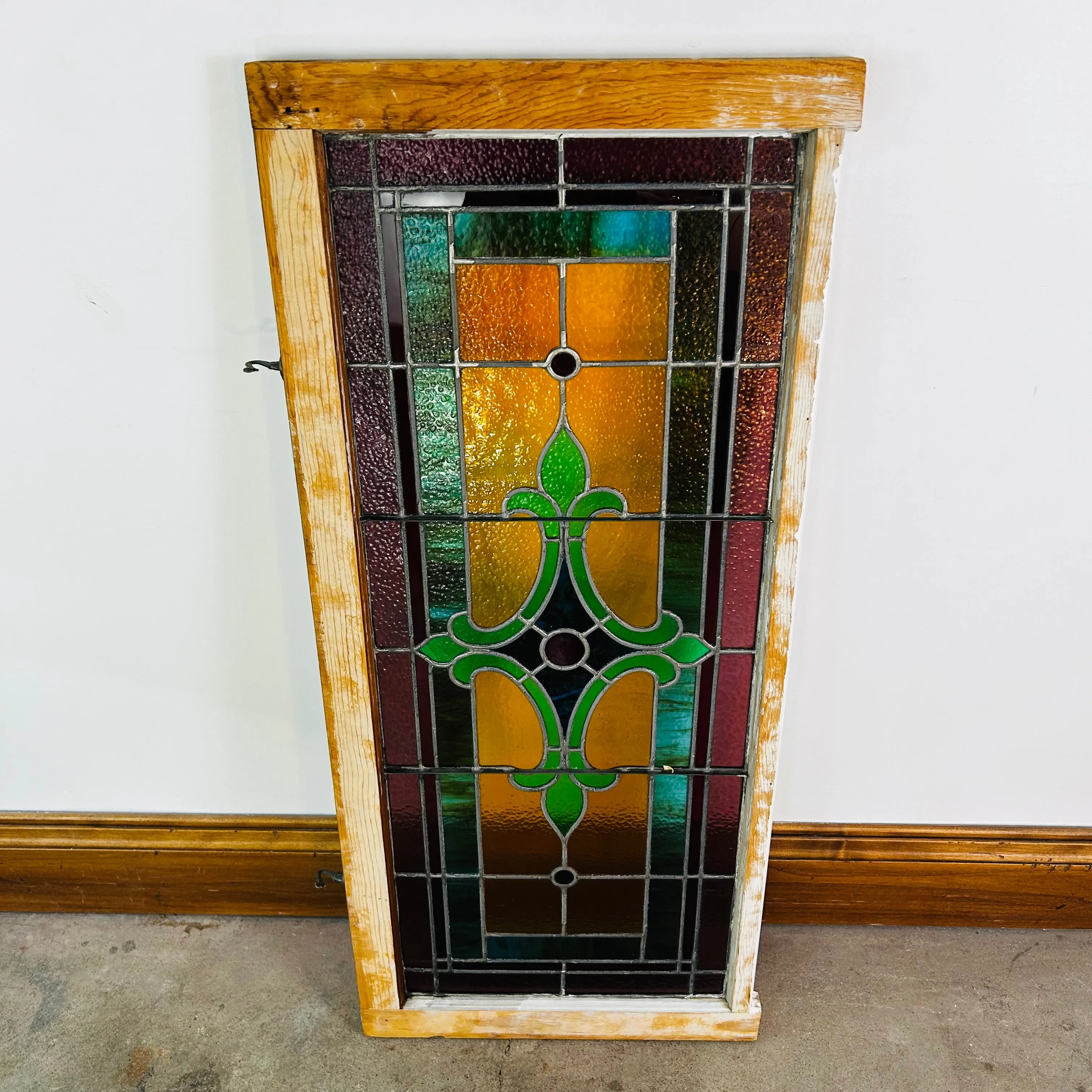 Leaded Glass Window, Framed, Vintage