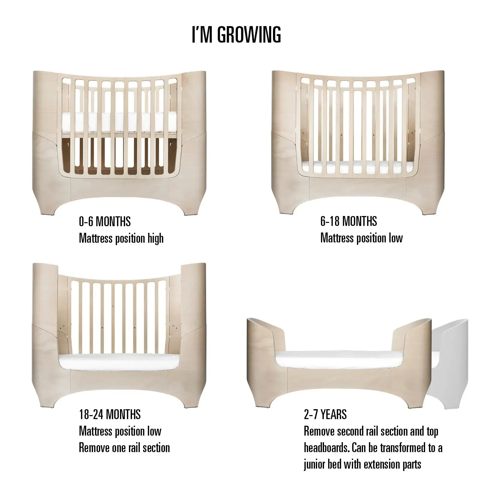 Leander Classic Cot Only WHITE WASH