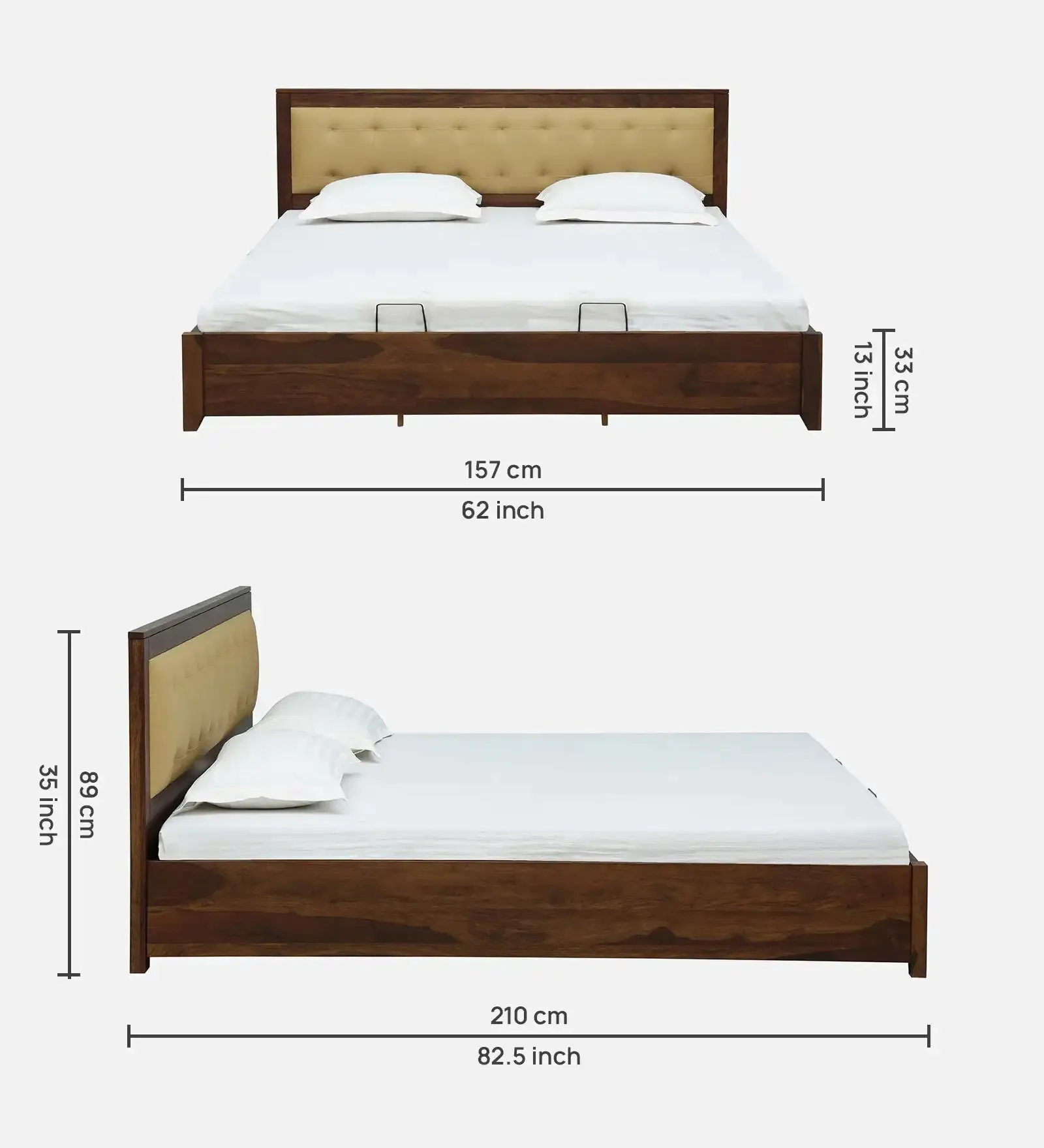Lucia Sheesham Wood Hydraulic Storage Beds