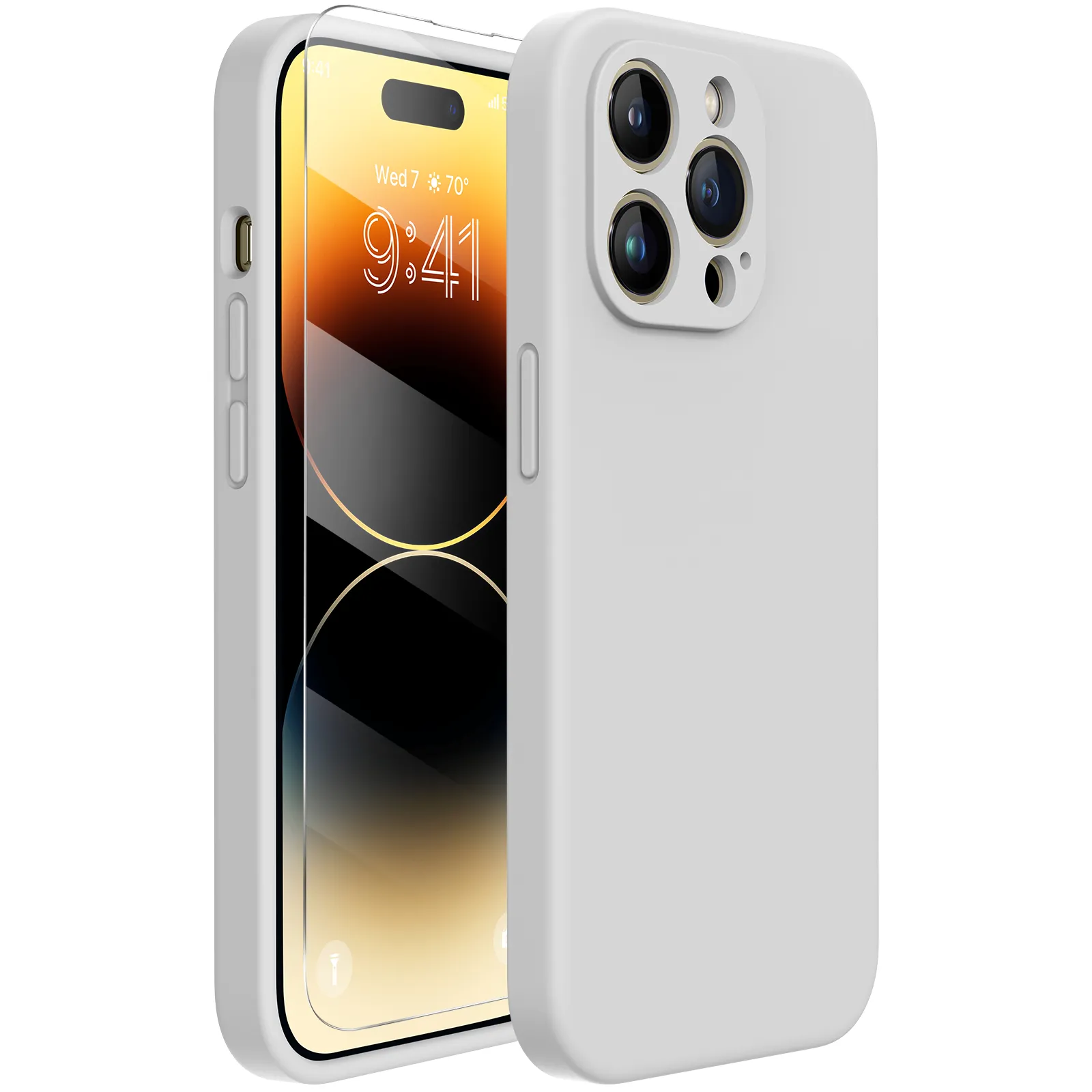 Miracase Designed for iPhone 14 Pro Max Phone Case with Screen Protector,[Upgraded Enhanced Camera Protection],Shockproof Liquid Silicone Case with Microfiber Lining,6.7 inch