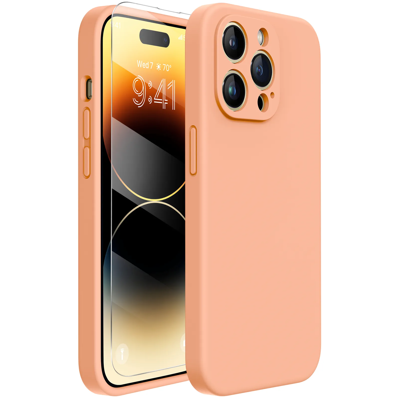 Miracase Designed for iPhone 14 Pro Max Phone Case with Screen Protector,[Upgraded Enhanced Camera Protection],Shockproof Liquid Silicone Case with Microfiber Lining,6.7 inch