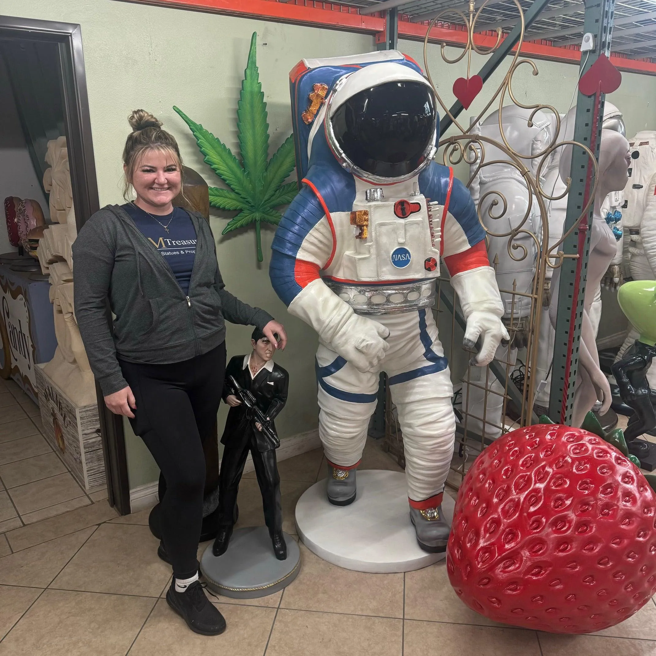 Modern Astronaut Walking Life Size Statue