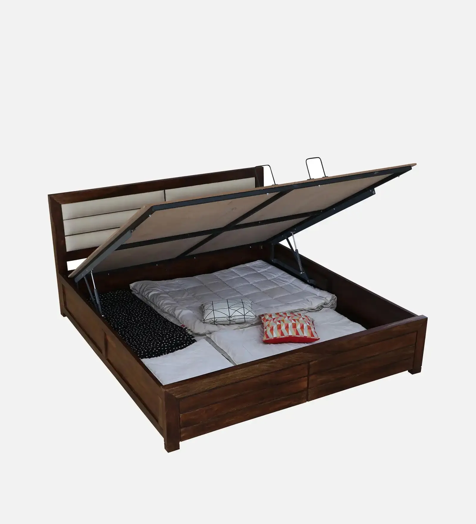 Moscow Sheesham Wood Hydraulic Storage Beds