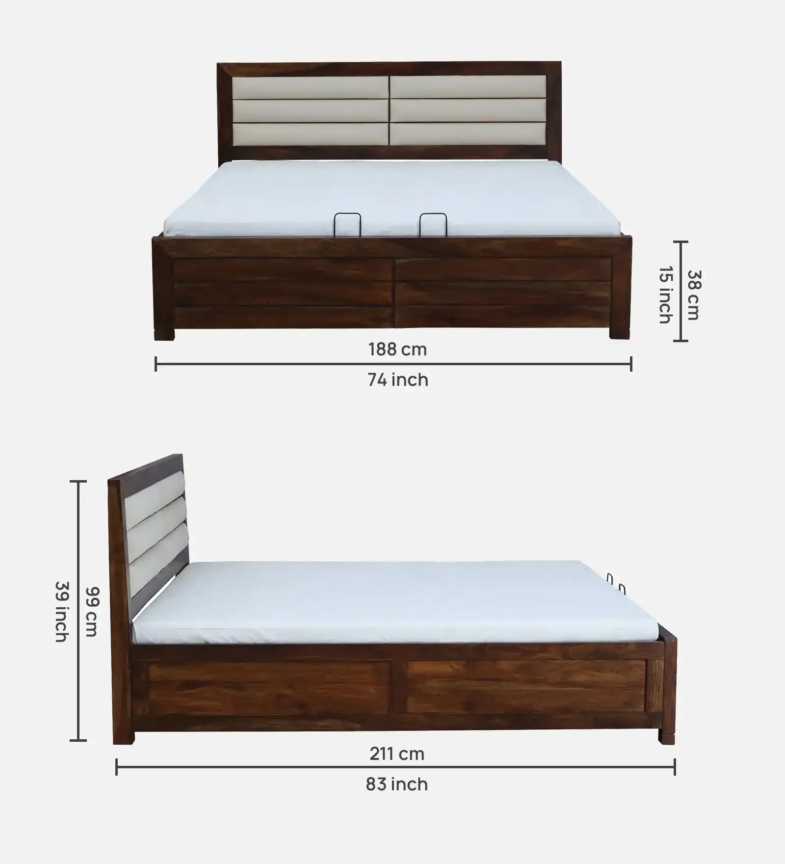 Moscow Sheesham Wood Hydraulic Storage Beds