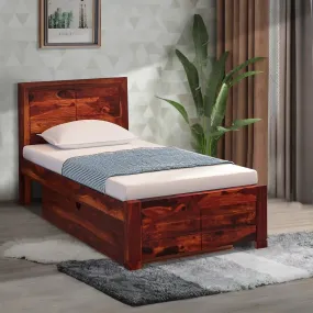 Moscow Sheesham Wood Single Storage Beds With Drawer