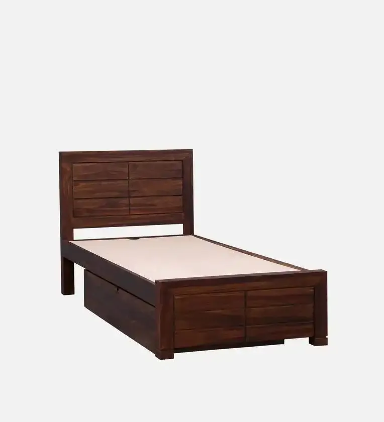 Moscow Sheesham Wood Single Storage Beds With Drawer