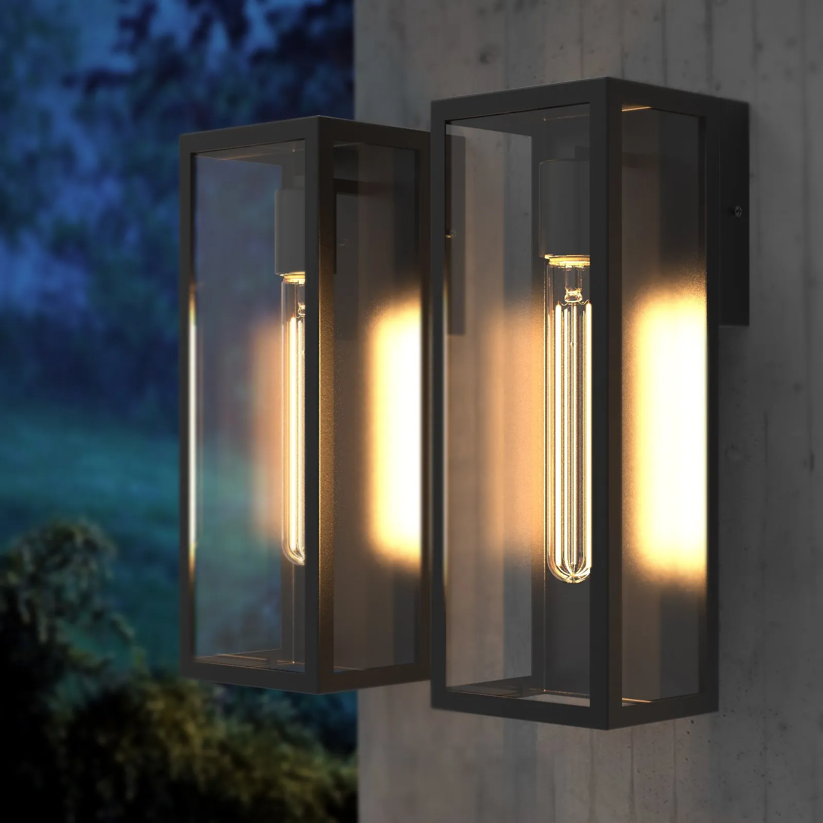 MOSCOW Vintage Style Outdoor Exterior Wall Sconce Glass Matt Black E27 IP44