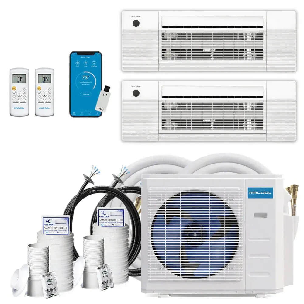 MRCOOL DIY 4th Gen 2-Zone 27,000 BTU 22 SEER (12K   12K) Ductless Mini Split AC and Heat Pump with Ceiling Cassettes