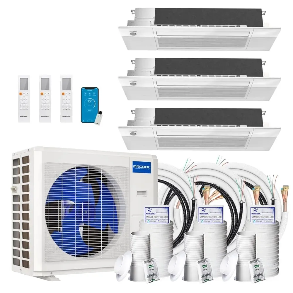 MRCOOL DIY 4th Gen 3-Zone 36,000 BTU 22 SEER (9K   9K   9K) Ductless Mini Split AC and Heat Pump with Ceiling Cassettes