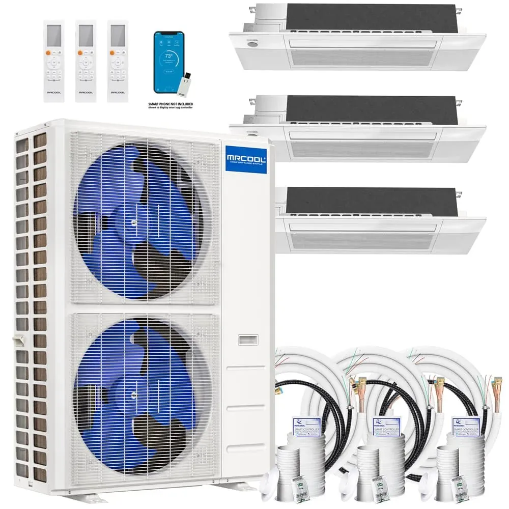 MRCOOL DIY 4th Gen 3-Zone 48,000 BTU 21 SEER (12K   18K   18K) Ductless Mini Split AC and Heat Pump with Ceiling Cassettes