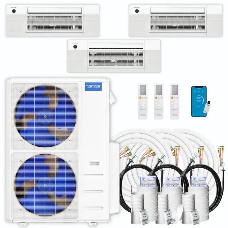 MRCOOL DIY 4th Gen 3-Zone 48,000 BTU 21 SEER (12K   18K   18K) Ductless Mini Split AC and Heat Pump with Ceiling Cassettes