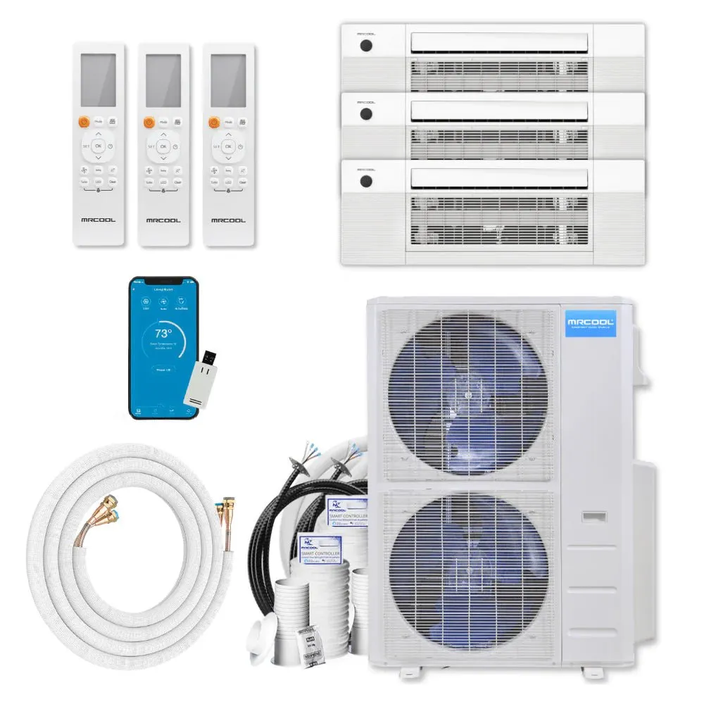 MRCOOL DIY 4th Gen 3-Zone 48,000 BTU 22 SEER (12K   12K   18K) Ductless Mini Split AC and Heat Pump with Ceiling Cassettes
