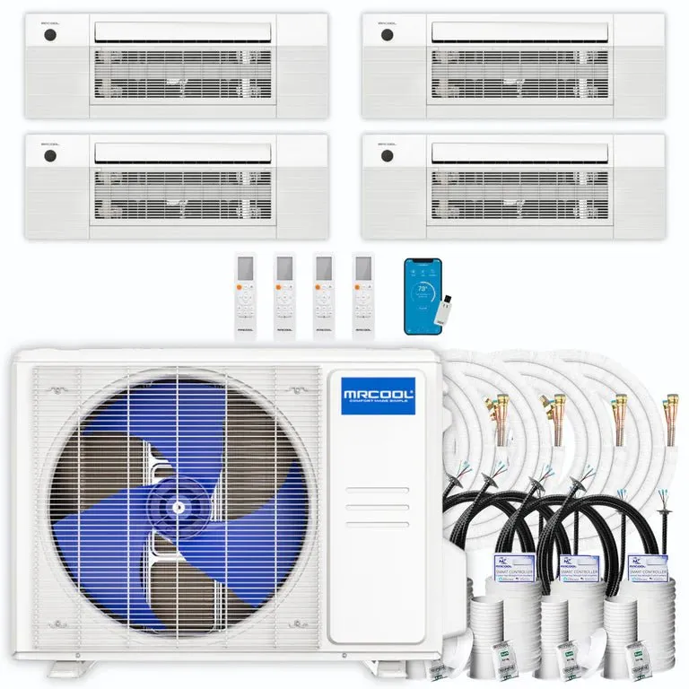 MRCOOL DIY 4th Gen 4-Zone 36,000 BTU 22 SEER (9K   9K   9K   12K) Ductless Mini Split AC and Heat Pump with Ceiling Cassettes