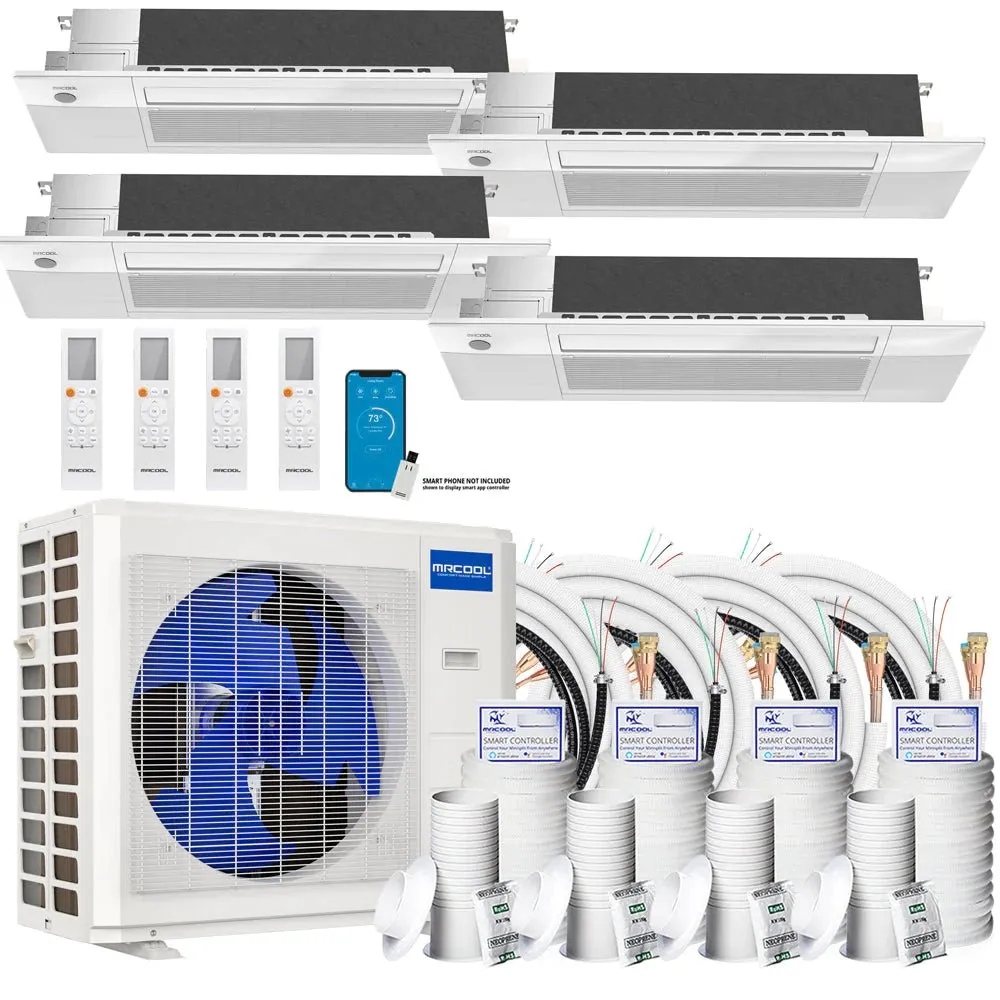 MRCOOL DIY 4th Gen 4-Zone 36,000 BTU 22 SEER (9K   9K   9K   18K) Ductless Mini Split AC and Heat Pump with Ceiling Cassettes