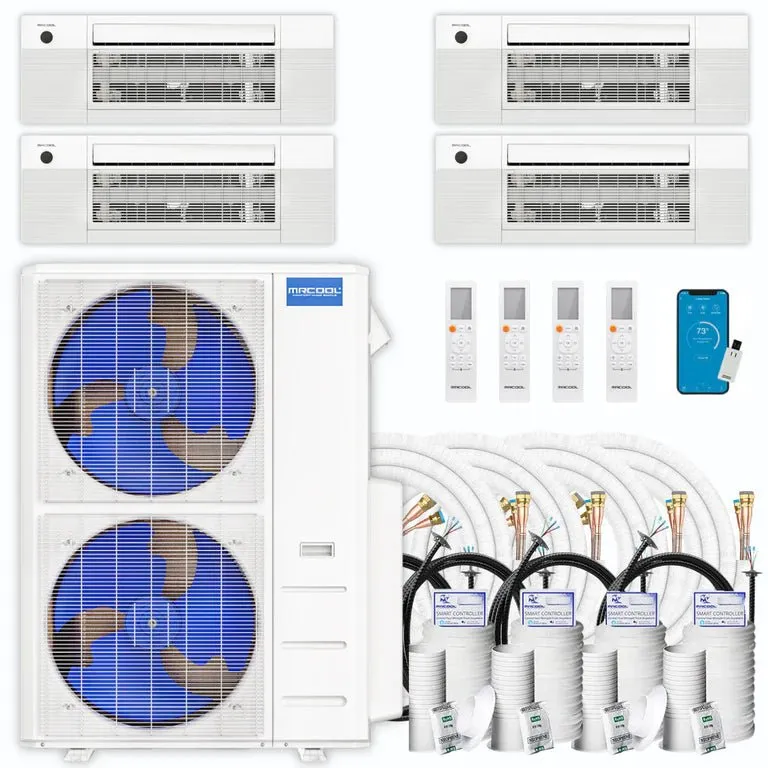 MRCOOL DIY 4th Gen 4-Zone 48,000 BTU 21 SEER (9K   9K   9K   12K) Ductless Mini Split AC and Heat Pump with Ceiling Cassettes