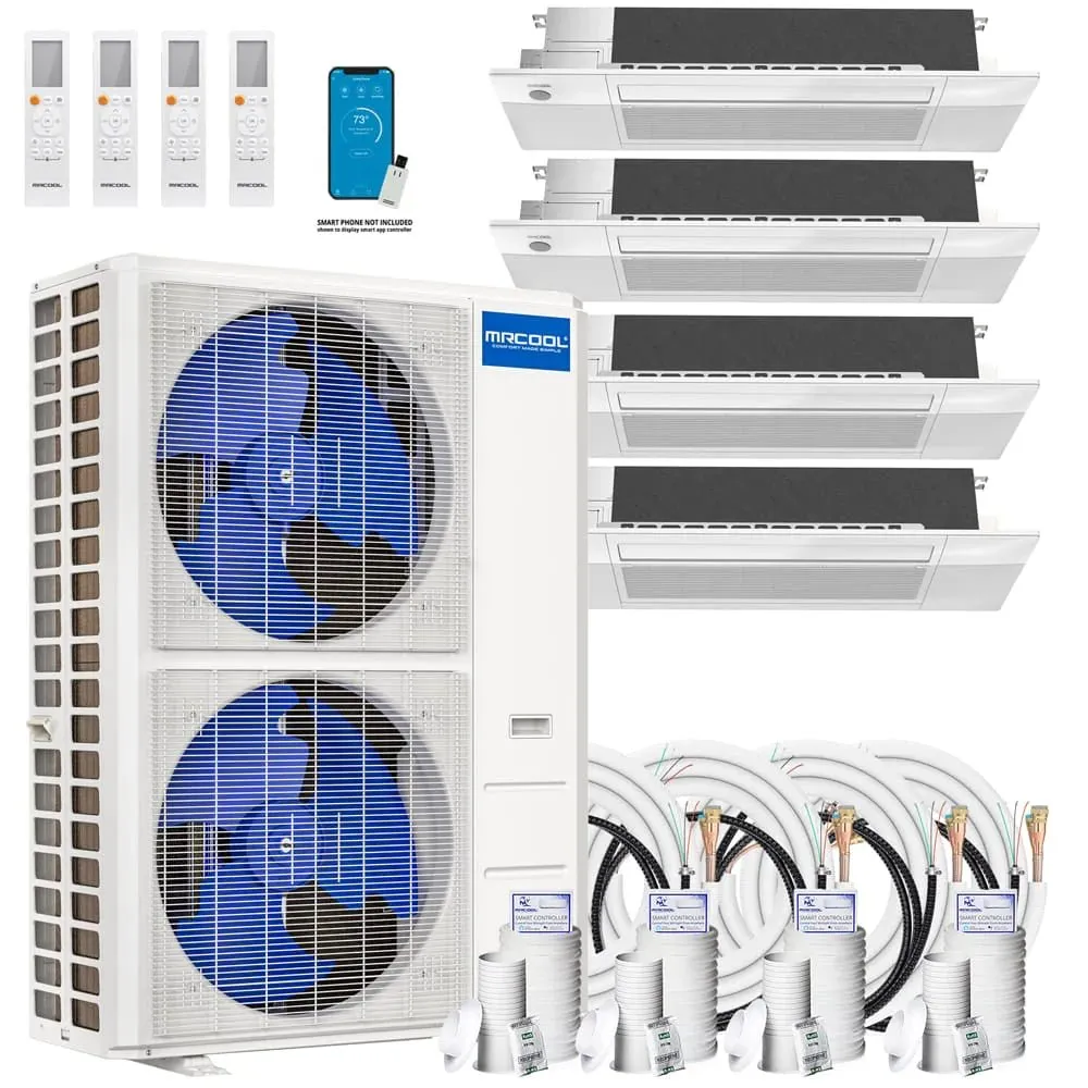 MRCOOL DIY 4th Gen 4-Zone 48,000 BTU 21 SEER (9K   9K   9K   12K) Ductless Mini Split AC and Heat Pump with Ceiling Cassettes