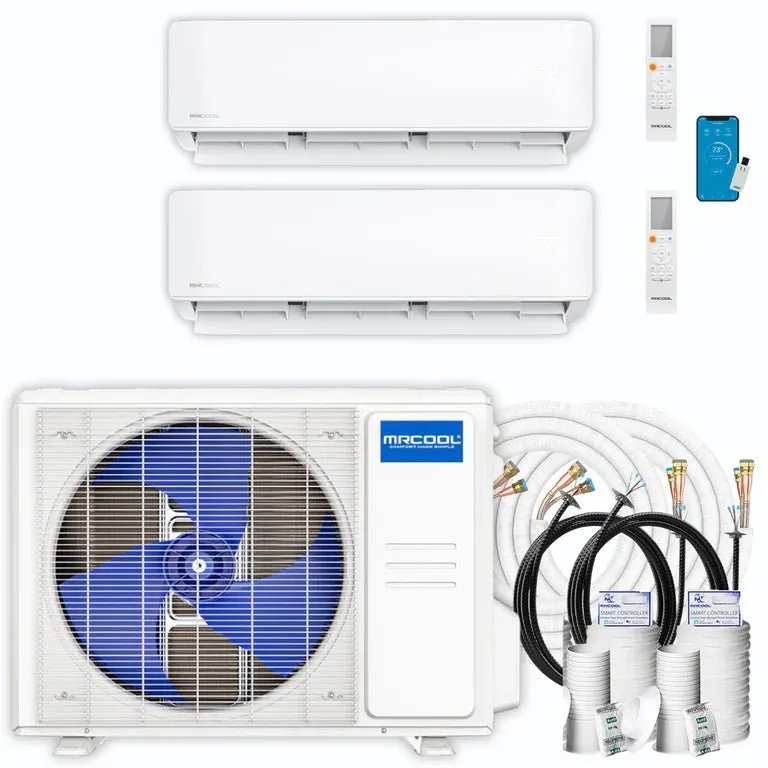 MRCOOL DIY 4th Gen Multi-Zone 2-Zone 18,000 BTU 21 SEER (9K   12K) Ductless Mini-Split Air Conditioner and Heat Pump