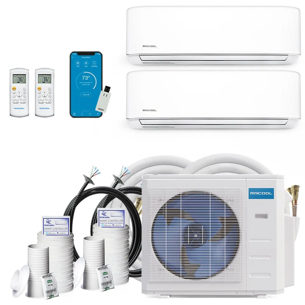 MRCOOL DIY 4th Gen Multi-Zone 2-Zone 18,000 BTU 21 SEER (9K   12K) Ductless Mini-Split Air Conditioner and Heat Pump