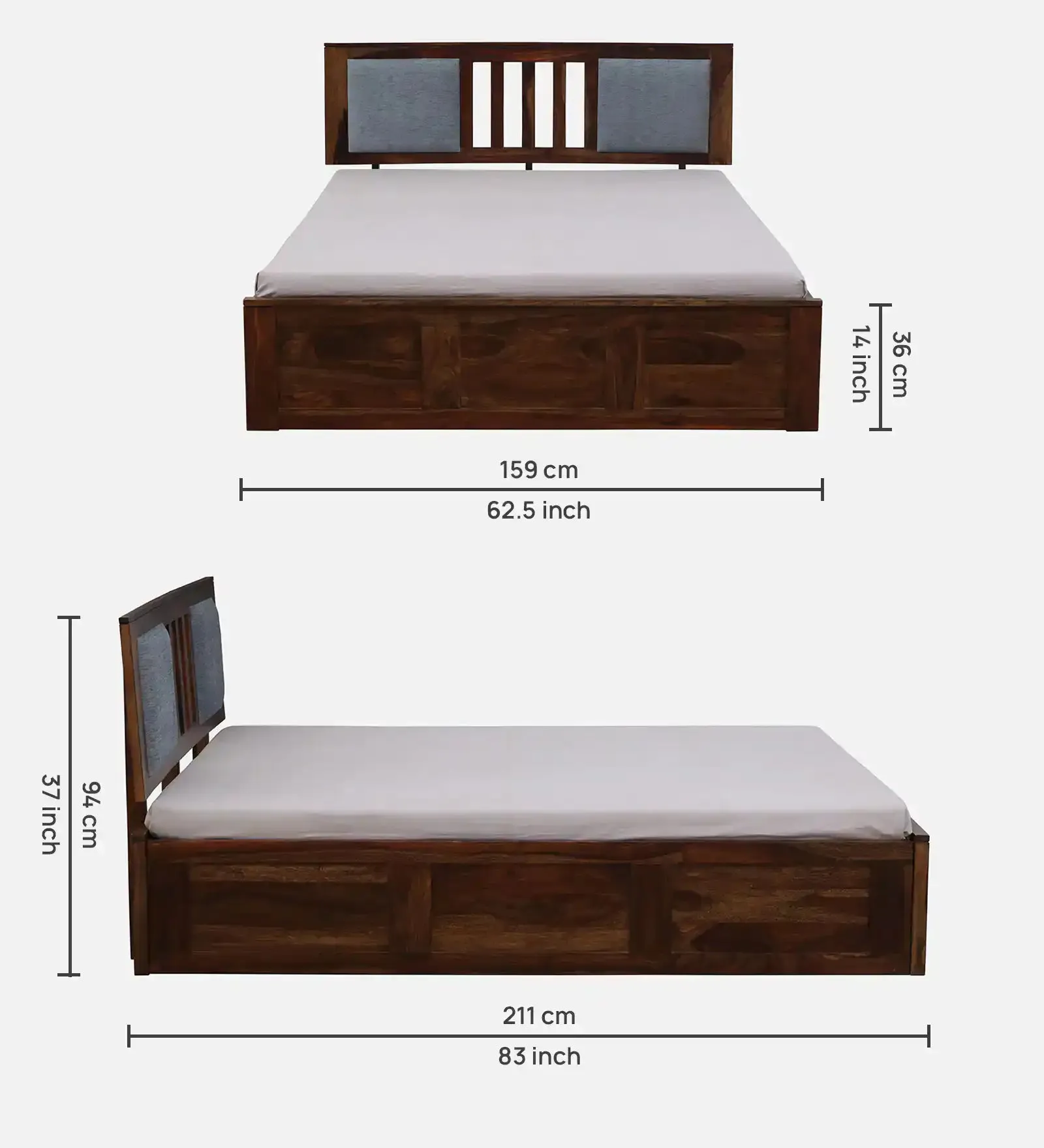 Mukund Sheesham Wood Storage Beds