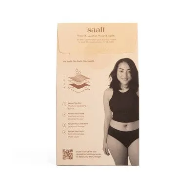 New - Saalt Heavy Absorbency Briefs Super Soft Modal Comfort Leak Proof Period Underwear - Volcanic Black - M