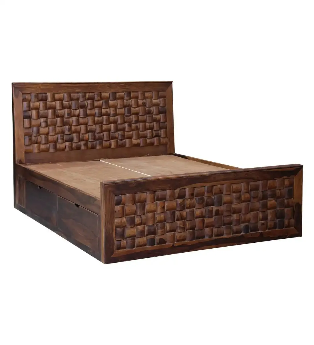 Niware Solid Wood Sheesham Storage Beds with Drawers